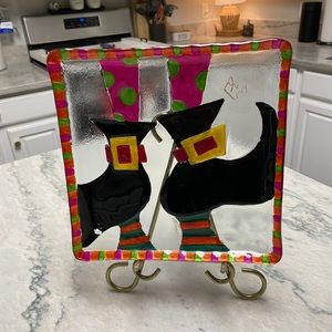 One Lori Siebert for Silvestri Glass Halloween Dishes - Candy Corn and Witch